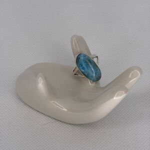 Genuine Larimar Ring – Sterling Silver – Size 7
